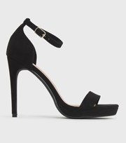 New Look Black Suedette Platform Stiletto Heel Sandals